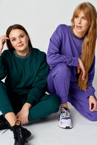 Зеленый спортивный костюм из трикотажа: бомбер и брюки Almirastyle 102 зеленый - фото 5