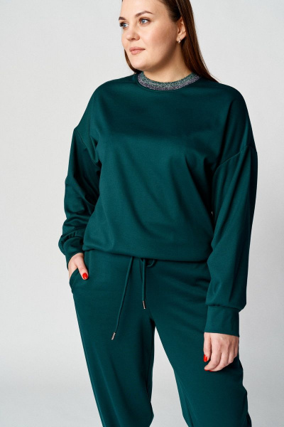 Зеленый спортивный костюм из трикотажа: бомбер и брюки Almirastyle 102 зеленый - фото 2