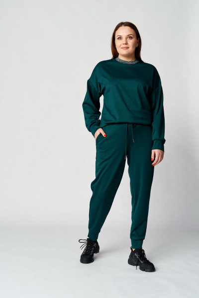 Зеленый спортивный костюм из трикотажа: бомбер и брюки Almirastyle 102 зеленый - фото 1