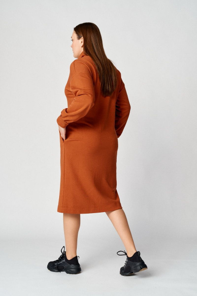 Платье демисезонное женское свободное с воротником-стойкой Almirastyle 105 терракот - фото 4
