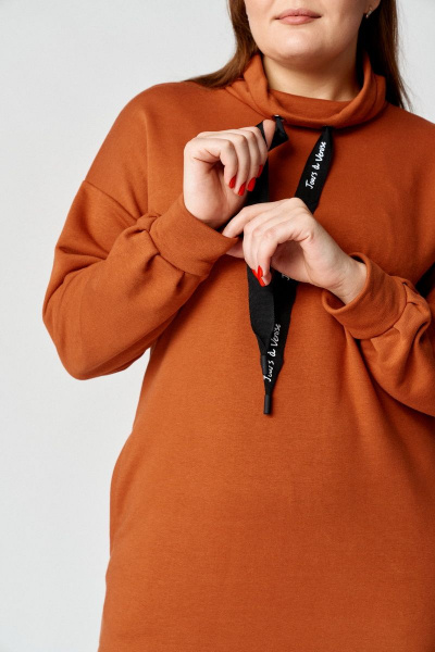 Платье демисезонное женское свободное с воротником-стойкой Almirastyle 105 терракот - фото 2