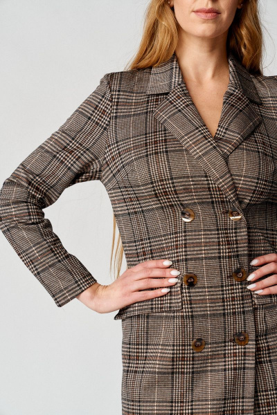 Платье демисезонное женское двубортное из трикотажа с поясом Almirastyle 118 клетка - фото 2