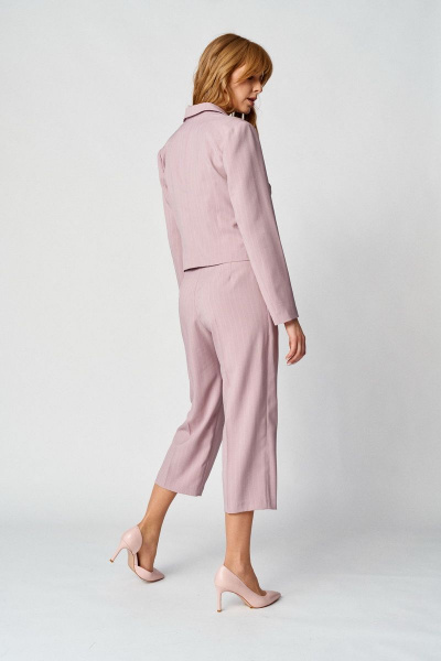 Розовый костюм с брюками-кюлотами, укороченный жакет Almirastyle 145 розовый - фото 5