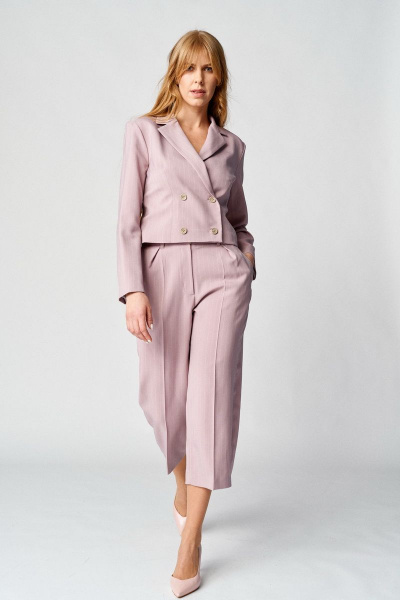 Розовый костюм с брюками-кюлотами, укороченный жакет Almirastyle 145 розовый - фото 3