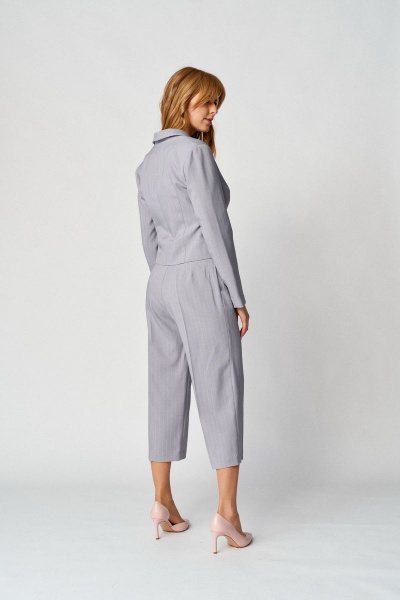 Брюки-кюлоты и жакет прямого силуэта из текстильных материалов Almirastyle 145 серый - фото 5