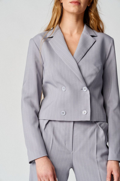 Брюки-кюлоты и жакет прямого силуэта из текстильных материалов Almirastyle 145 серый - фото 3