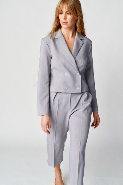 Брюки-кюлоты и жакет прямого силуэта из текстильных материалов Almirastyle 145 серый - фото 1