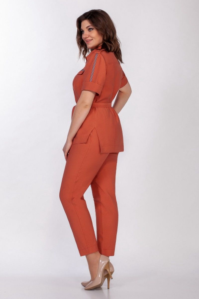 Рубашка и брюки стиль сафари из струящейся ткани LaKona 11115 терракот - фото 2