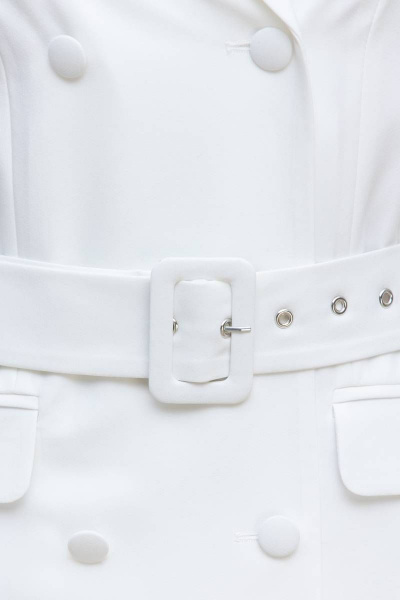 Платье-пиджак двубортное из ткани с однотонным стилем Domna 5528 молочный - фото 9