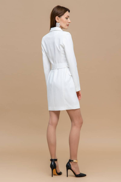 Платье-пиджак двубортное из ткани с однотонным стилем Domna 5528 молочный - фото 8