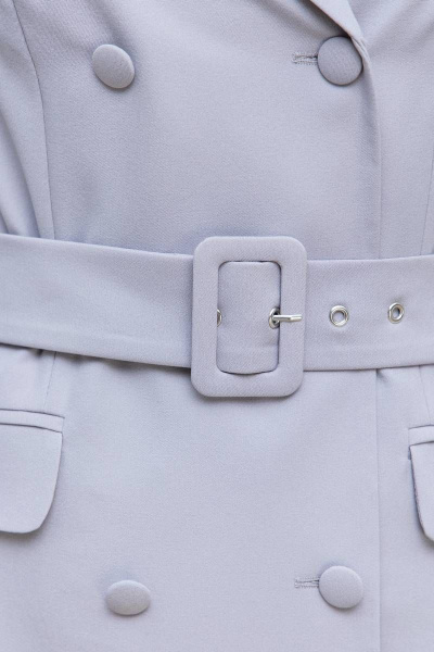 Платье-пиджак двубортное с поясом и прорезными карманами Domna 5528 серый - фото 3