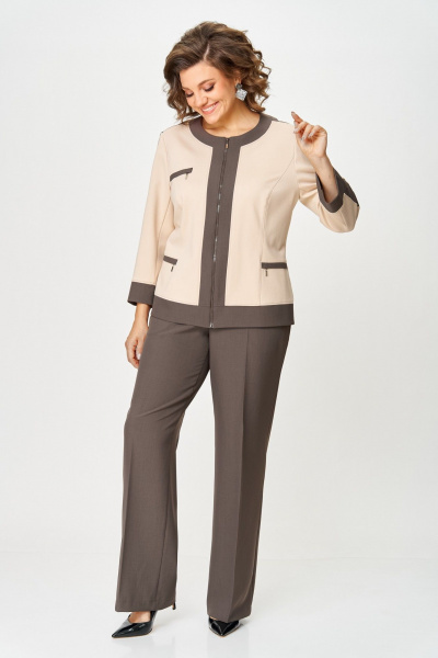 Брюки, жакет Aira Style 24232 бежево-коричневый - фото 6