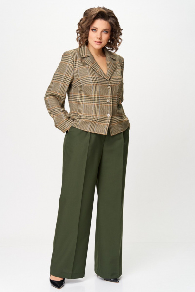 Брюки, жакет Aira Style 24238 бежево-зеленый - фото 1