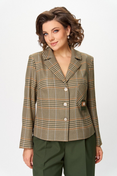 Брюки, жакет Aira Style 24238 бежево-зеленый - фото 6