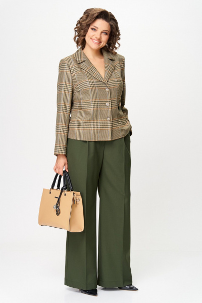 Брюки, жакет Aira Style 24238 бежево-зеленый - фото 3