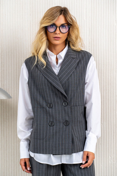 Блуза, брюки, жилет Aira Style 24-24 серый - фото 14