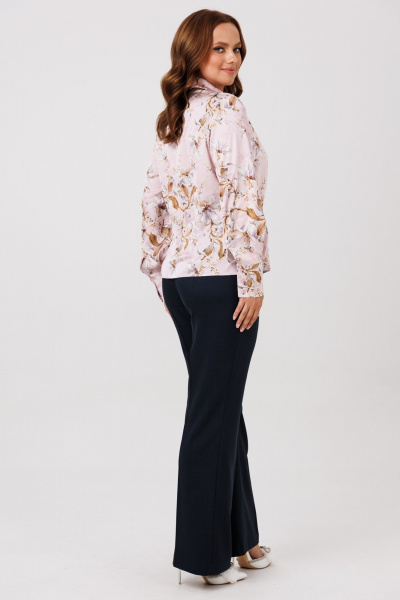 Блуза, брюки, жилет Mubliz 286 графит_пудра_цветы - фото 17