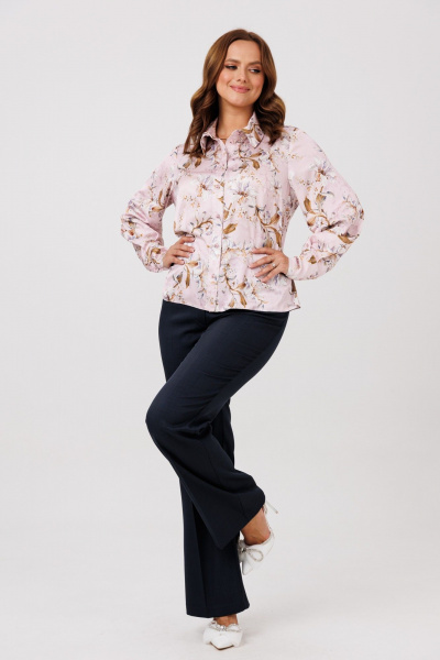 Блуза, брюки, жилет Mubliz 286 графит_пудра_цветы - фото 4