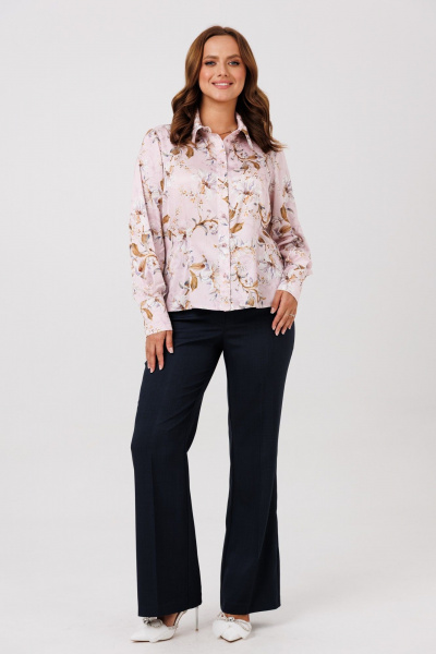 Блуза, брюки, жилет Mubliz 286 графит_пудра_цветы - фото 3