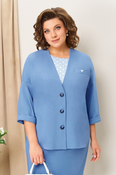 Блуза, жакет, юбка VOLNA 1428 голубой - фото 2