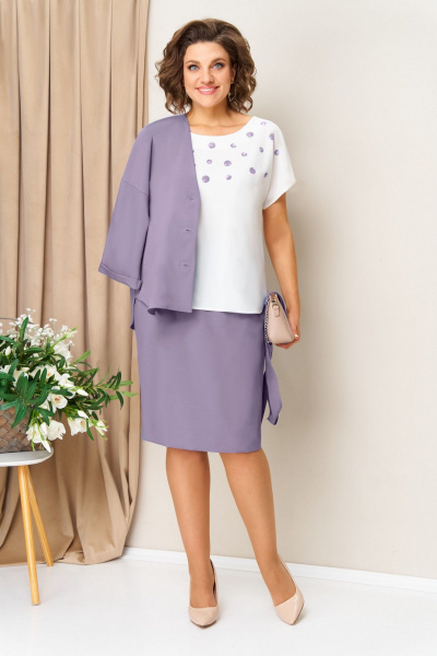 Блуза, жакет, юбка VOLNA 1428 сиреневый - фото 3