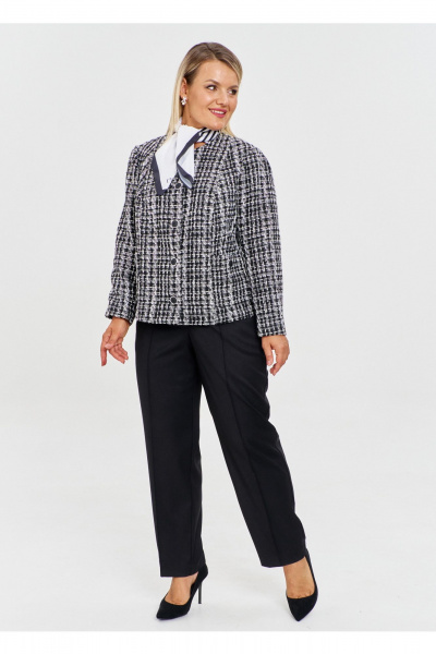 Брюки, жакет OVERYOU М216 черно-белый с черным - фото 2