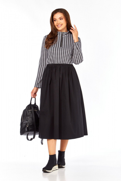 Платье БагираАнТа 1058 гусиная_лапка-черный - фото 2