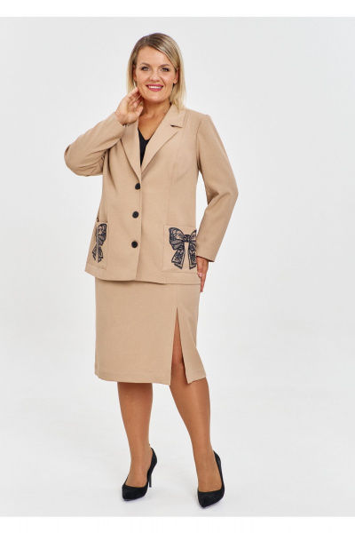 Жакет, юбка OVERYOU М218 бежевый - фото 2