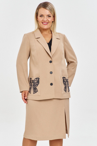 Жакет, юбка OVERYOU М218 бежевый - фото 1