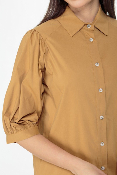 Блуза с объемными рукавами и асимметричным низом Anelli 987 горчица - фото 10