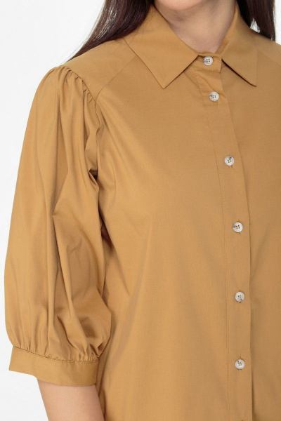 Блуза с объемными рукавами и асимметричным низом Anelli 987 горчица - фото 9