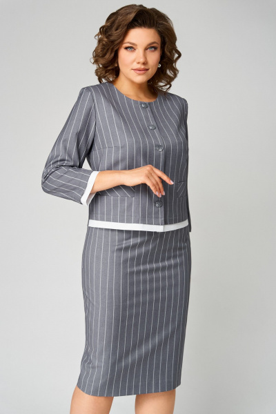 Жакет, юбка Мишель стиль 1299 серый - фото 8