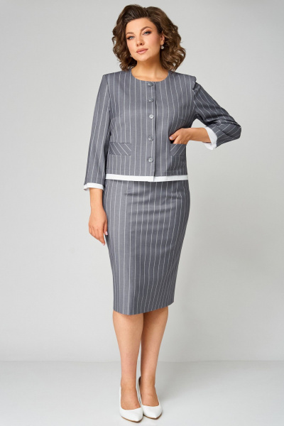 Жакет, юбка Мишель стиль 1299 серый - фото 2