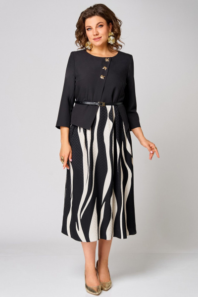 Платье Мишель стиль 1303 черно-молочный - фото 3