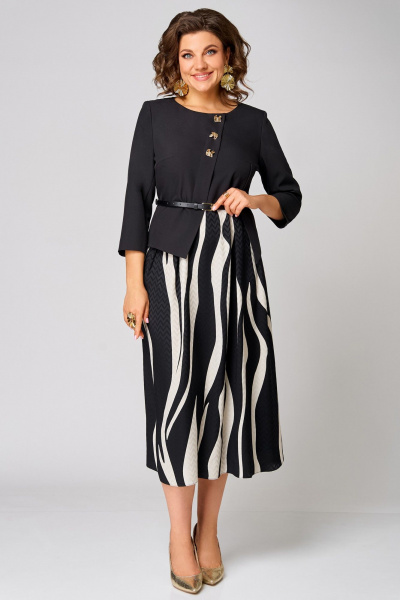 Платье Мишель стиль 1303 черно-молочный - фото 1