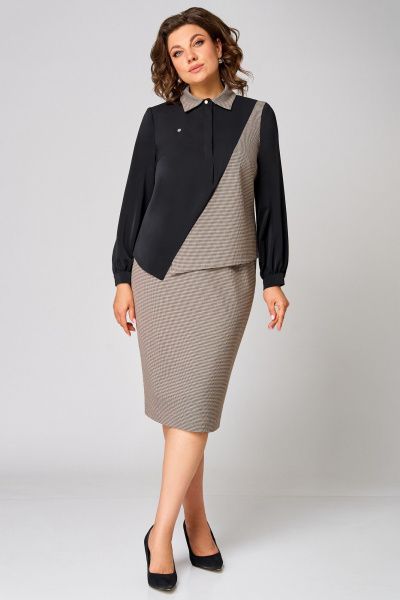 Блуза, юбка Мишель стиль 1304 коричнево-черный - фото 11