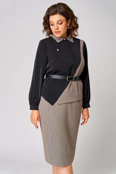 Блуза, юбка Мишель стиль 1304 коричнево-черный - фото 5