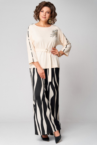 Брюки, туника Мишель стиль 1308 молочно-черный - фото 1