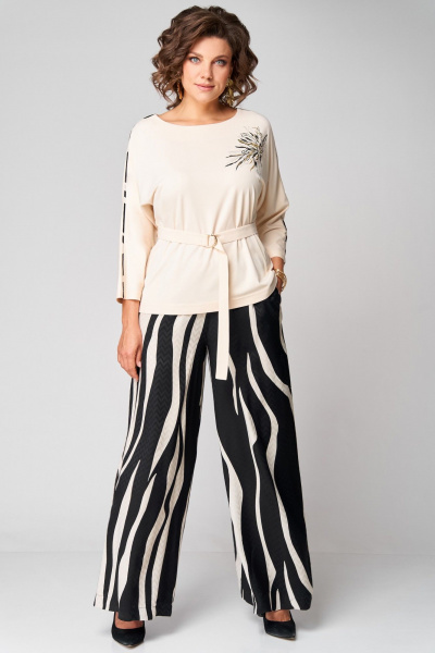 Брюки, туника Мишель стиль 1308 молочно-черный - фото 4