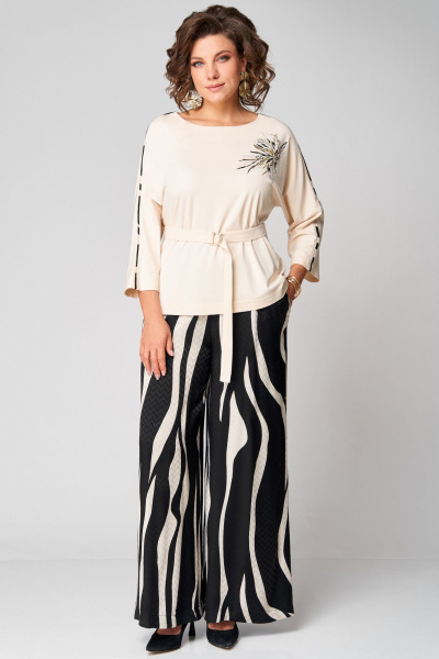 Брюки, туника Мишель стиль 1308 молочно-черный - фото 2