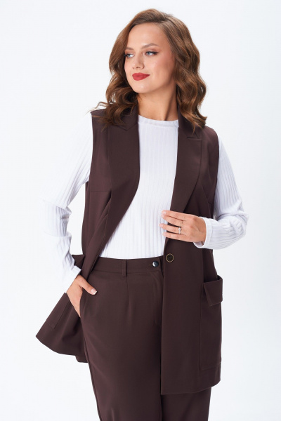 Брюки, жилет, лонгслив TVIN 7868 шоколад - фото 12