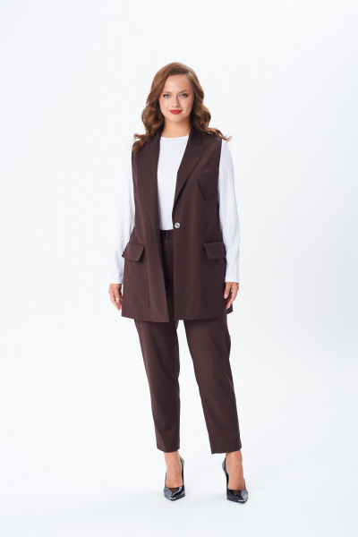 Брюки, жилет, лонгслив TVIN 7868 шоколад - фото 11