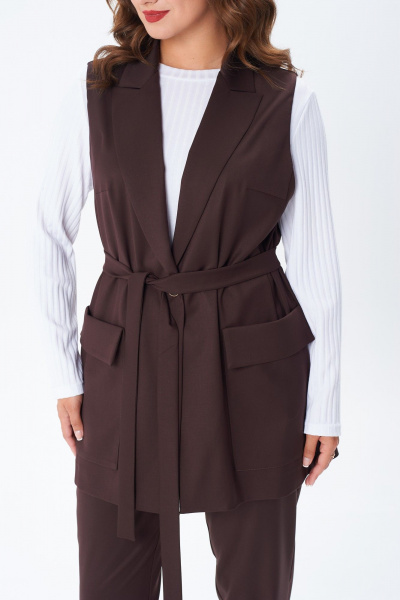 Брюки, жилет, лонгслив TVIN 7868 шоколад - фото 9