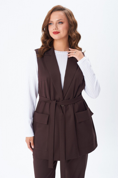 Брюки, жилет, лонгслив TVIN 7868 шоколад - фото 8