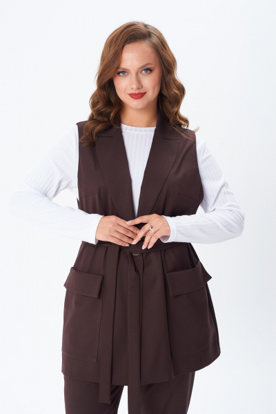 Брюки, жилет, лонгслив TVIN 7868 шоколад - фото 7