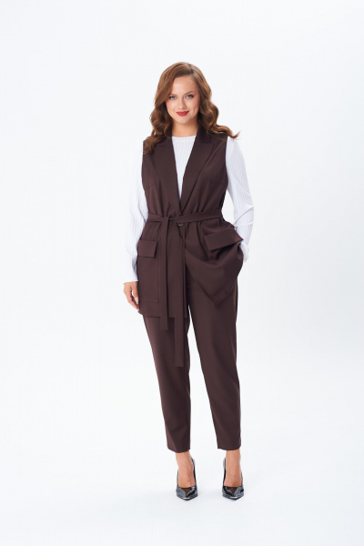 Брюки, жилет, лонгслив TVIN 7868 шоколад - фото 6