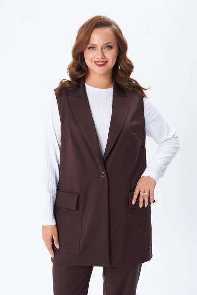 Брюки, жилет, лонгслив TVIN 7868 шоколад - фото 4