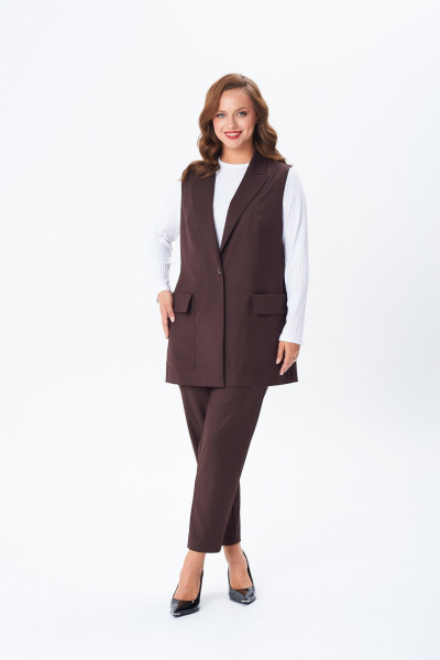Брюки, жилет, лонгслив TVIN 7868 шоколад - фото 3
