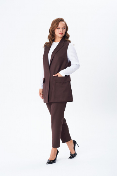 Брюки, жилет, лонгслив TVIN 7868 шоколад - фото 2
