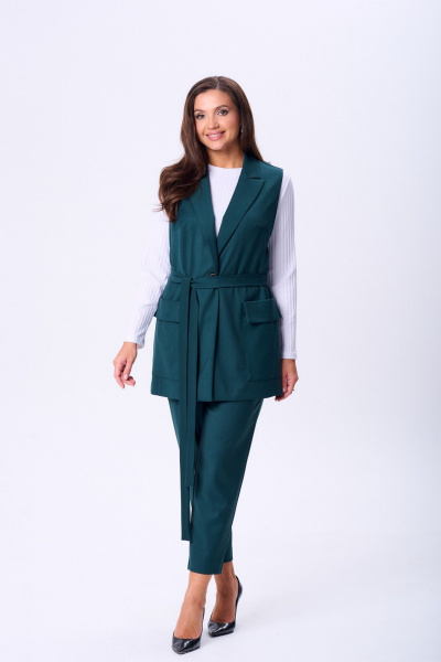 Брюки, жилет, лонгслив TVIN 7868 зеленый - фото 1